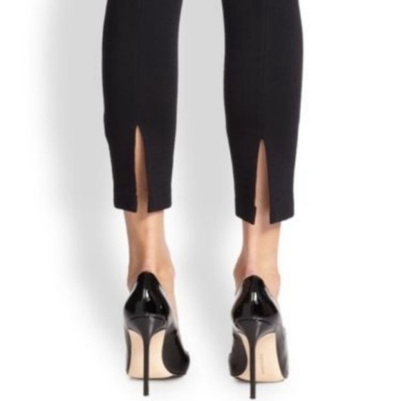 St John Caviar Alexa Milano Knit Ankle Pants Black Vented Ankle Slim Cigarette 6 - Picture 9 of 16